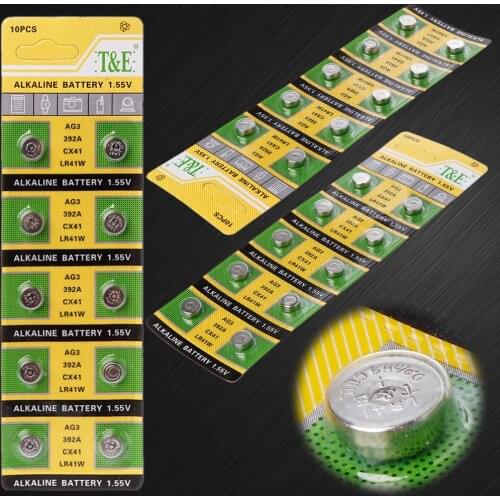10PCS Cell Coin Alkaline Battery AG3 1.55V Button Batteries SR41 192 L736 384 SR41SW CX41 LR41 392 Lamp Chain Finger Light Watch