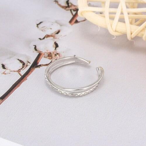 2021 New S925 Sterling Silver Cross Texture Open Adjustable Rng Suitable For Women Girl Party Jewelry Fashion Accessories Gift