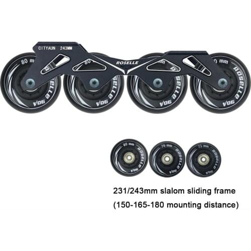 231 243mm Frame & 4 * 80 76 72 mm 90A Wheels & Bearings for Inline Slalom Sliding Skating Skates Base for Adult Kids Skates XX3