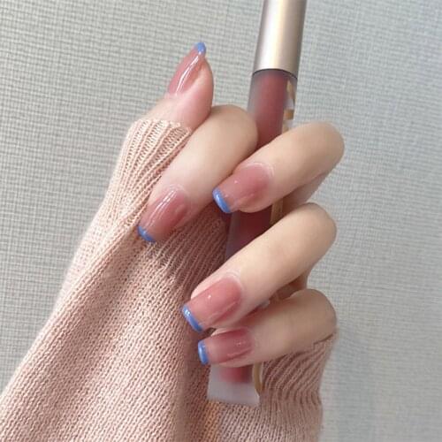 24Pcs Middle Length Ballerina Nude Pink Color False Nails Design With Heart Pattern DIY Artificial Fake Nails With Press Glue