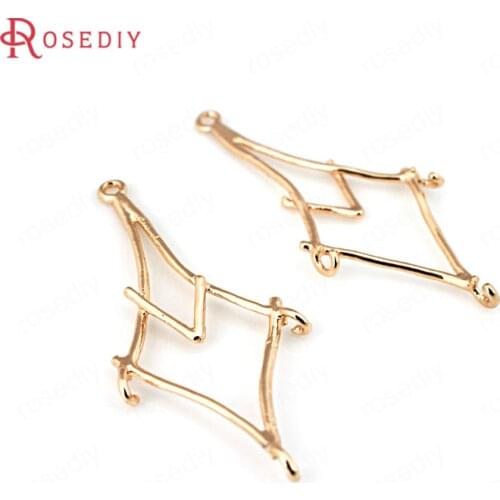 31318-G)10PCS 35x15.5MM 24K Champagne Gold Color Brass Prismatic Earrings Connector Jewelry Making Supplies Diy Accessories