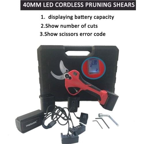 40MM hand pruning shears 40MM High Efficient Garden Tree Bypass Electric Pruning Scissors with LED