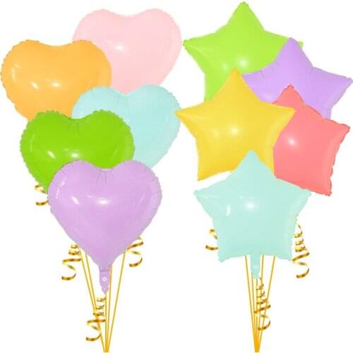 5pcs Macaron Star Love Heart Aluminum Foil Balloons Wedding Birthday Party Decoration Baby Shower Candy Color Inflatable Balloon