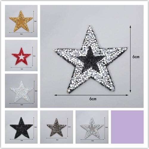 1pcs Rhinestone Star Applique Iron On DIY Motif Patch For Clothing Badge Paste For Clothes Bag Shoes