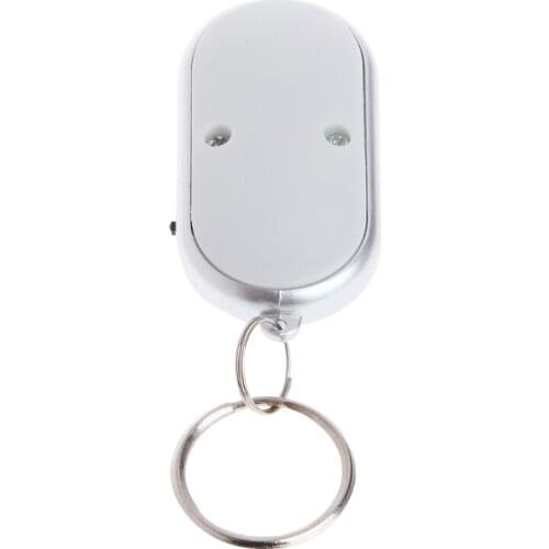 White LED Key Finder Locator Find Lost Keys Chain Keychain Whistle Sound Control 62KE