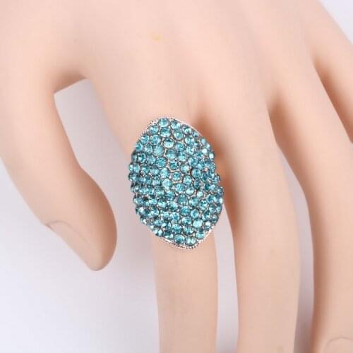 Big Size Gold Color Plated Metal Chunky Rhinestone Finger Rings for Women Fashion New 2021 Crystal Alloy Party Ladies Jewelry