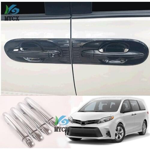 For Toyota Sienna 2019 2020 Carbon Fiber Door Handle Cover Molding Trim Sticker Protection Cap Exterior Accessories Car Styling