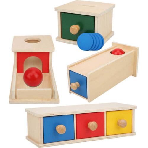 Toddler Wood Montessori Match Permanent Ball Box Round Rectangular Box Coin Box Toys for Children Unisex Baby 12 Month Boys Girl