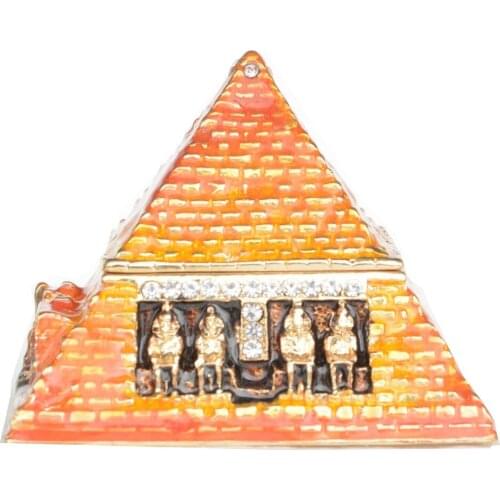 Egyptian Pyramid Trinket Box Metal Jewelry Container Collectible Figurine Statue Creative Gifts Necklace Holder