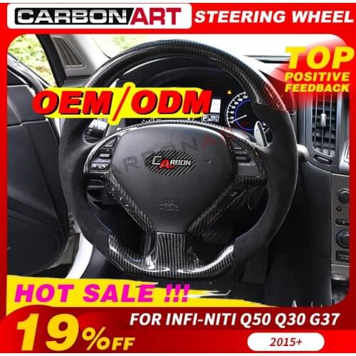 Carbon Fiber Glossy Black Steering Wheel Replacement Suitable For Infi-niti QX70 QX50 Q50 G37 carbon steering wheel