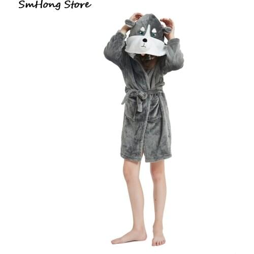 Full Sleeve Flannel Unicorn Kigurumi Pajamas Childrens Sleepwear Baby Bathrobes Unicorn Towels Beach Animal Bathrobe Kids