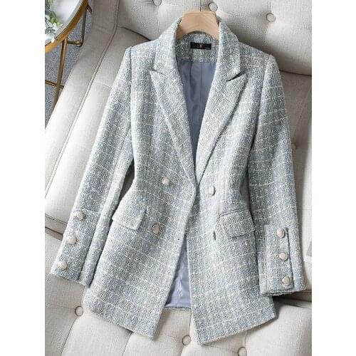 Korean autumn sports jacket womens oversized clothing Plaid sports jacket office womens jacket spring oversized clothing