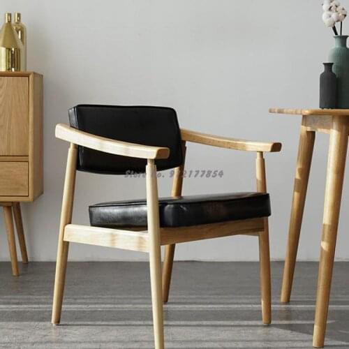 Nordic Solid Wood Presidential Chair Japanese White Oak Dining Chair Conference Leisure Computer Designer Chair Korean Study Cha