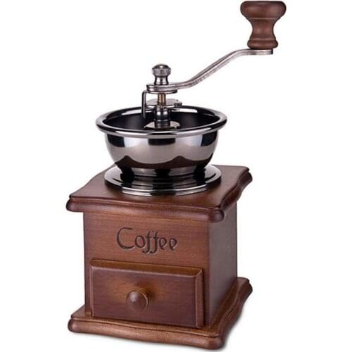 Solid Wood Hand Coffee Grinder Retro Design Family Mini Coffee Bean Manual Mill Maker Adjusted Thickness Kitchen Coffee Grinder