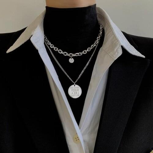 Fashion Unisex Punk Hip Hop Metal Double Multilayer Chain Necklace For Women men Jewelry Gifts Cold Wind Niche Design