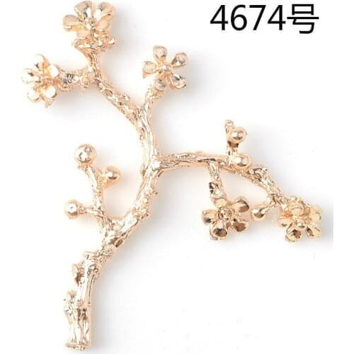 50pcs/lot 44mm Gold Color Big Flower Leaf Branch Charms Branch Pendants DIY Handmade Jewelry Making