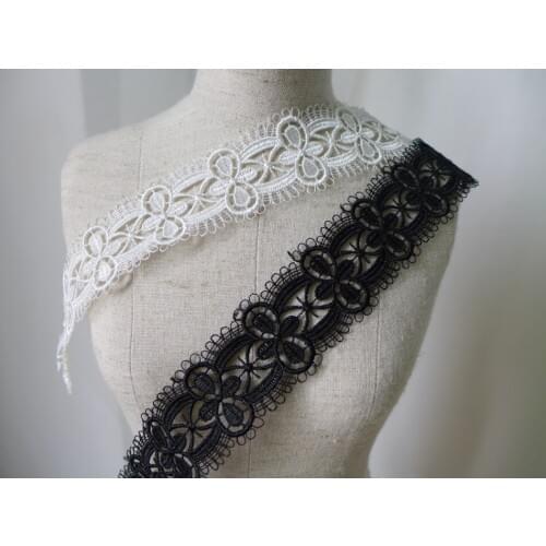 Latest Vintage Hollowed Out Venice Lace Trim In White/Black Embroidered Lace Fabrics For Sewing Craft 5 Yards