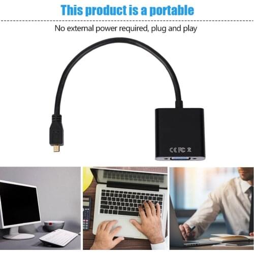 Professional 1080P Micro HDMI to VGA Female Video Cable Converter Adapter for PC Laptop Computer Black