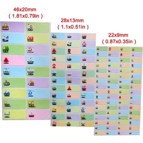 Blank Name Stickers Kids Waterproof Sticker Cartoon Transport Personal Labels Self Adhesive Handwritten Memo Pad Stationery Tag