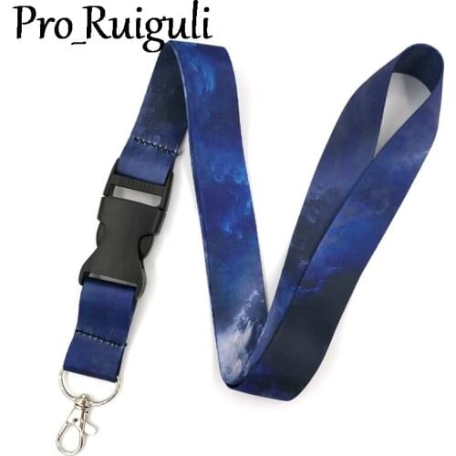 Nebula Starry Sky Lanyard Keys Phone Holder Funny Neck Strap With Keyring ID Card DIY Animal webbings ribbons Hang Rope