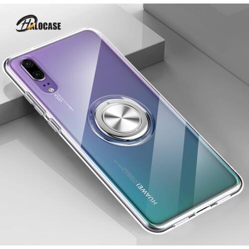 Huawei P20pro Silicone Case Case on Transparent for Huawei P20 Pro P30 Lite Mate 20 Shockproof Armor Car Ring Holder Stand Cover