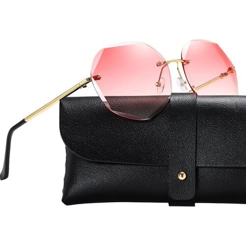 Metal Frameless Sunglasses Women Fashion Brand Design Polygon Sun Glasses Men Women Vintage Gradient Sunglasses Mirror Uv400