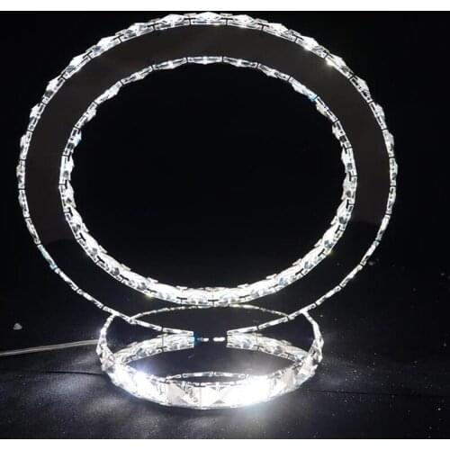 Modern Table Lamp LED Diamond Crystal Bedroom Lighting Round Ring Beside Desk Lamp Fixtures K9 Crystal Study office bedroom lamp