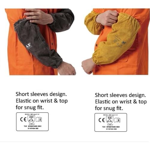 Welding Sleeves Split Cowhide Leather Sleeves 40cm 16" Flame/Abrasion/Heat Resistant CE Approved Welder Arm Protective Sleeves