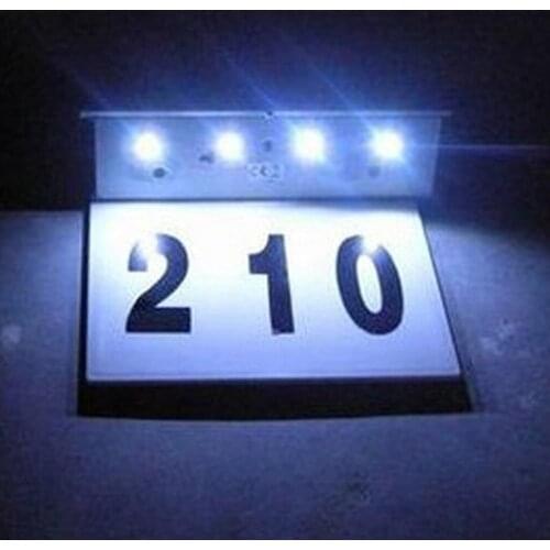 LED Solar Stainless Steel Powered House Number Lamp Automatic Switch Alphanumeric Outdoor Door Outdoor Wall Sign Light Sensor
