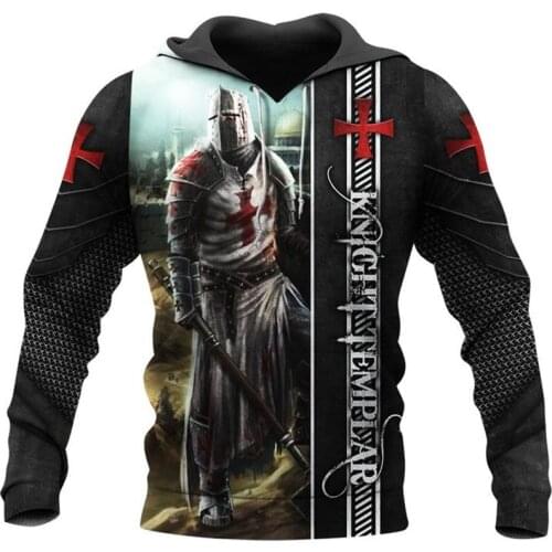 Fashion Men hoodies Knights Templar 3D Printed hooded Sweatshirt Unisex Casual Street costume zipper hoodies sudadera hombre