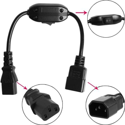 PDU UPS IEC 320 C14 Male To C13 Female Extension Cord With On/Off Switch 30CM