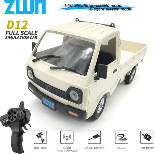 WPL D12 C24-1 RC CAR 1/10 Simulation Drift Climbing Truck LED Light On-Road Haul Cargo Remote Control Electric Toys For Children