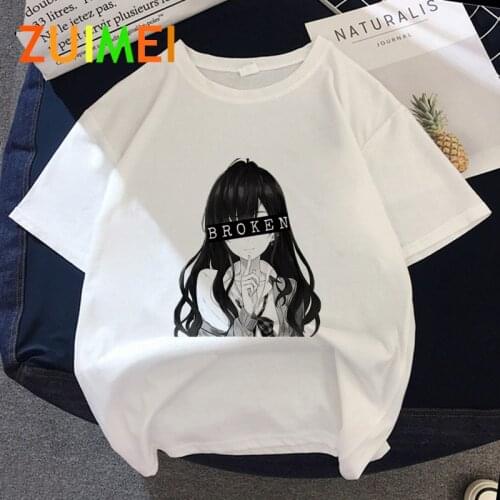 Women Anime Depressdegirl Tearful eyes Harajuk Print T-shirt Tops 2020 Summer Fashion Short Sleeved T-shirt Girl,Drop Ship
