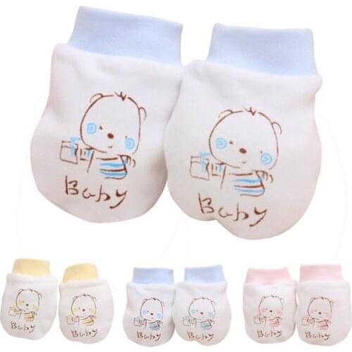 1 Pairs Cute Cartoon Baby Infant Boys Girls Anti Mittens Soft Gloves Lovely Very Soft Baby Cotton Gloves Protection Tiny Hand