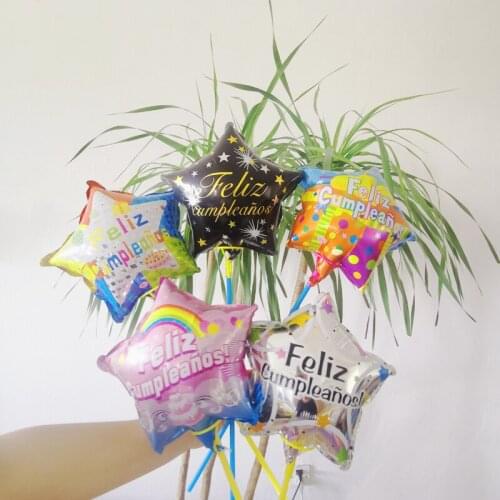 10pcs Happy birthday Balloons In Spanish Feliz cumpleaños 10Inch Star Foil Globos Birthday Party Decoration Balloon Baby Shower