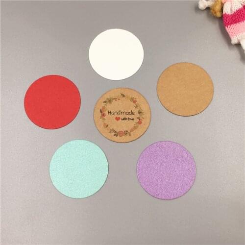 100 pcs 4x4cm multi-color blank circular hanging card kraft paper handmade label DIY wedding party decoration card price tag