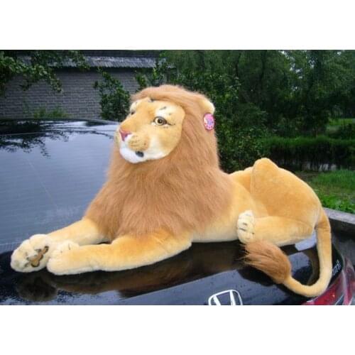 19 inch simulation lion plush toy lying brown lion doll gift w5412