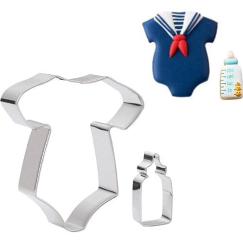 2 Pieces/set) Stainless Steel Bottle & Clothes Shape Cake Cookie Cutters, Fondant Cake Decorating Mold Tools