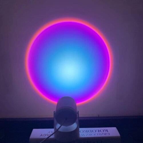 2021 Usb Button Rainbow Sunset Projector Colorful Led Night Light Broadcast Background Wall Home Decoration Coffe Shop Lamp Drop