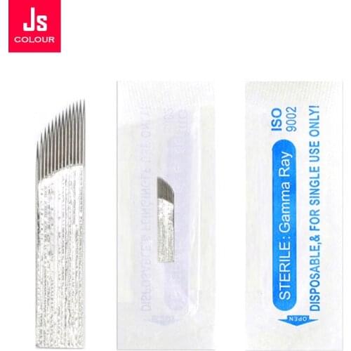 30pcs Disposable Microblading Needle PMU 1 Row 14 Pin Fog Eyebrow Permanent Makeup Tattoo Manual Blade for 3D Microblading Pen