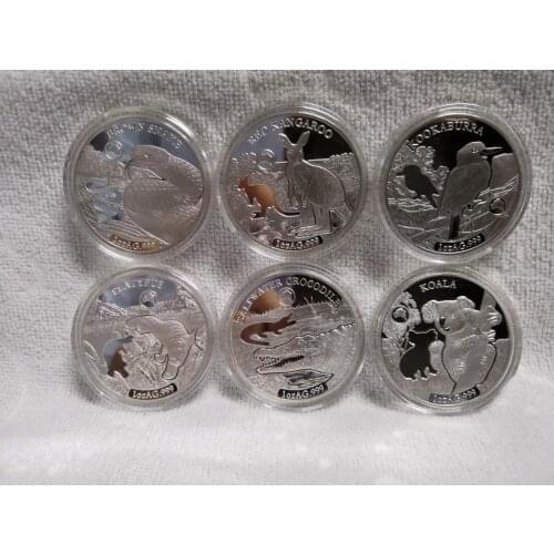 6pcs/lot 2019 Australia ELIZABETH II Coins Australian Koala Snake 1 OZ Animal Silver Coin Worth Collection