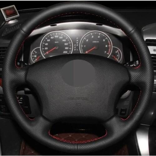 DIY Black Genuine Leather Car Accessories Steering Wheel Cover For Toyota Land Cruiser Prado 120 Tacoma 4Runner Hilux Highlander