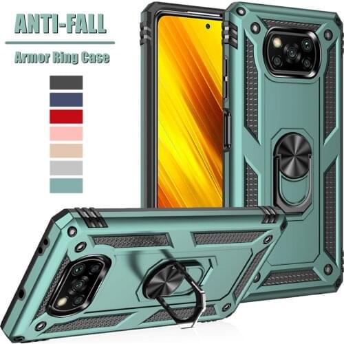 Armor Ring Stand Cover Funda For Xiaomi Mi Poco X3 NFC x3nfc pocox3 Case Bumper Shockproof Shell