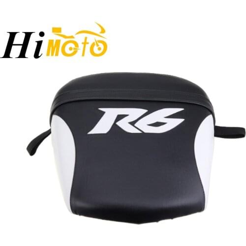 Black-White Motorcycle Passenger Rear Seat Pillion Seat Cushion Pad For Yamaha YZF R6 YZF-R6 YZFR6 2003 2004 2005 03 04 05