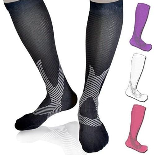 Hot Unisex Compression Stockings Pressure Nylon Varicose Vein Stocking Knee High Leg Support Stretch Pressure Circulation Socks