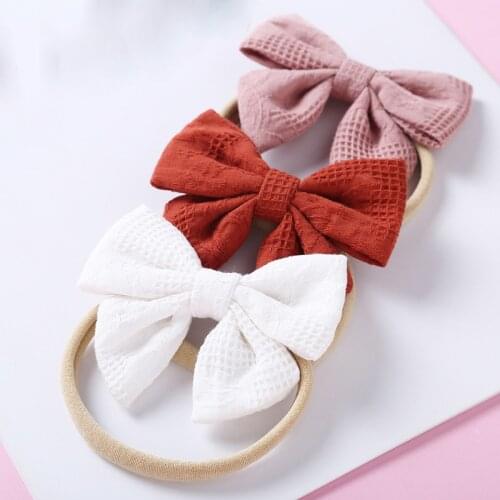 Children Soft Hairbands Girls Bows Hair Ring Infant Solid Color Hair Bands Turban Baby Headband Rubber Band Hair Accessories