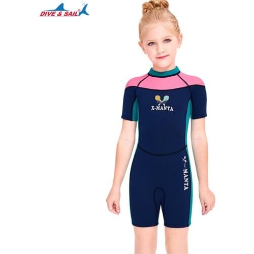 Kids 2.5MM SCR Neoprene Wetsuits Childrens High Elastic Warm Snorkeling Diving Suit Girls UPF50+UV protection Surfing Rash Guar