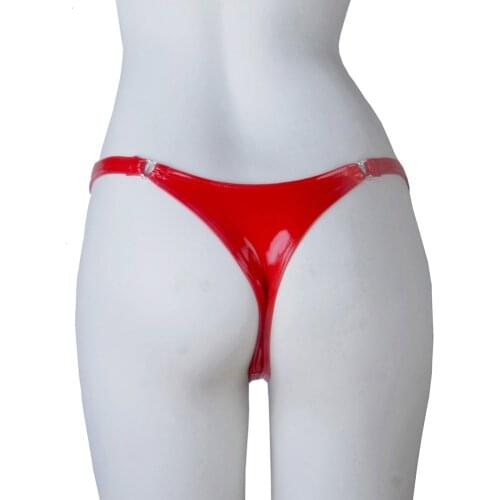 Wet Look PVC String Low Waist Shiny PU Leather Tanga Lingerie Underwear Women Thongs And G Strings Sexy Panties Calcinha Briefs