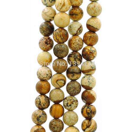 Natural Picture Jaspe r Round Beads Strand For Making Bracelets Or Necklaces Jewelry Approx 16 inches