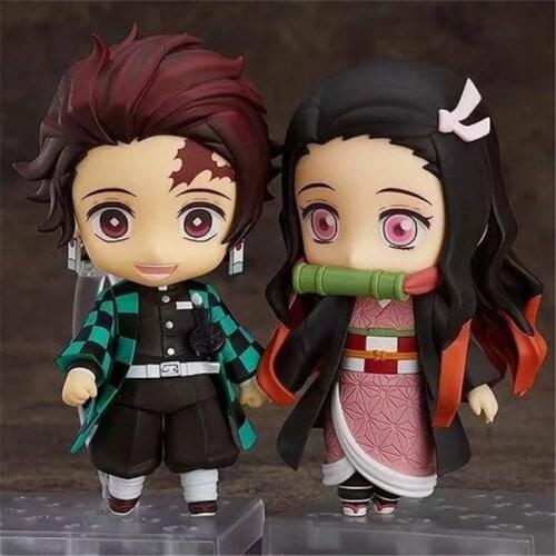 10CM Demon Slayer Anime Figure Kamado 1193 Tanjiro 1194 Nezuko Movable Face-changing Q Version Clay Doll Collection Ornaments